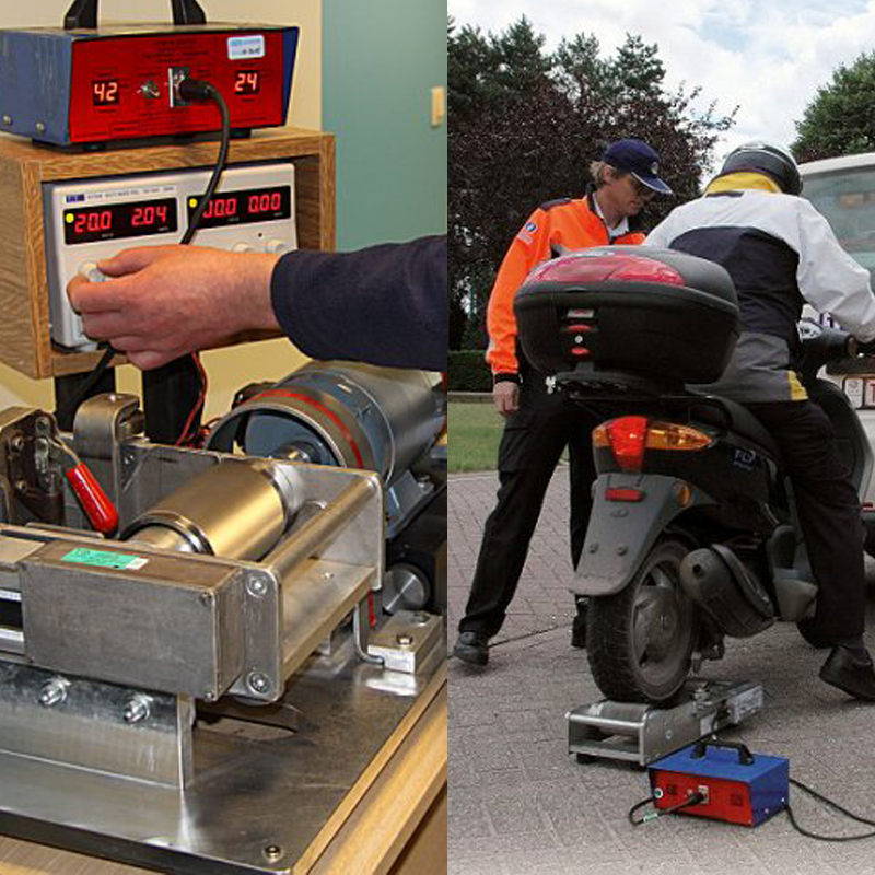 Rollentestbank voor tweewielige voertuigen